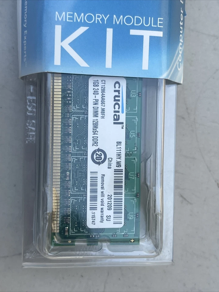 2GB 2x1GB PC2 5300 DDR2-667 CRUCIAL MICRON CT12864AA667.M8FH RAM MEMORY KIT DIMM - Image 3 of 3