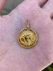 Coin Chines Panda Bear Charm Pendant 925 Silver 14k Yellow Gold Plated 18" chain