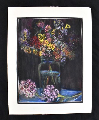 LUIS PARDINI, Cuban Artist, Original Painting, ''Fiori Sul Pomello'',  17''x 13''