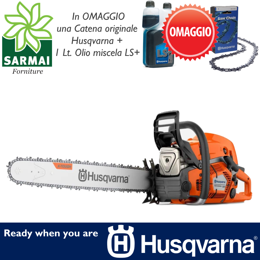 Motosega Husqvarna PROFESSIONAL 585 barra 50 cm 86 cc X-TORQ con omaggio