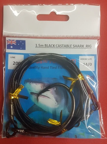 200lb Coated S/S wire 1.5m Shark trace with Bite Zone, 14/0 circle hook
