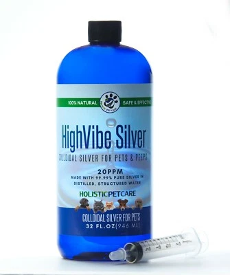 HOLISTIC PET CARE Colloidal Silver for Pets, Dogs, Cats, Birds 32 Oz. 20 PPM