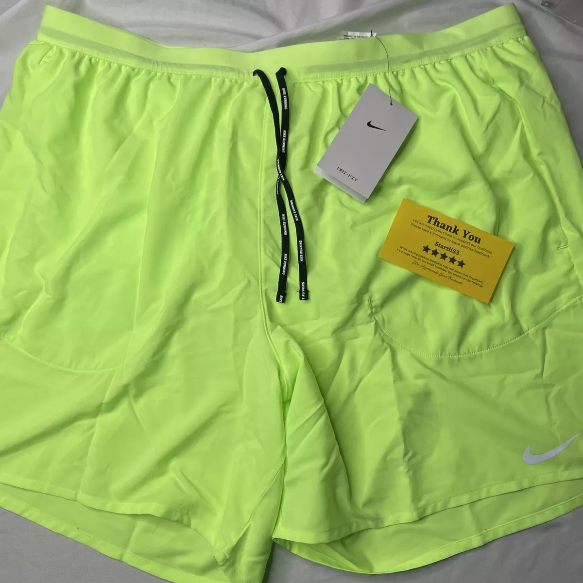 Nike Running Shorts Mens 2XL Bright Green Yellow Standard Fit 