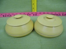 Vintage Pair of Celluloid Bakelite Ivory Pyralin Powder Boxes