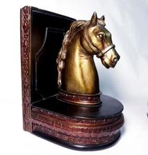 2 Pc Horse Head Bookend Holder Stand Stopper Animal Sculpture Vintage Style Heav