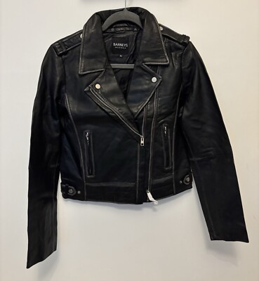 Barney's Originals Beppe leather jacket with ribbed detail in