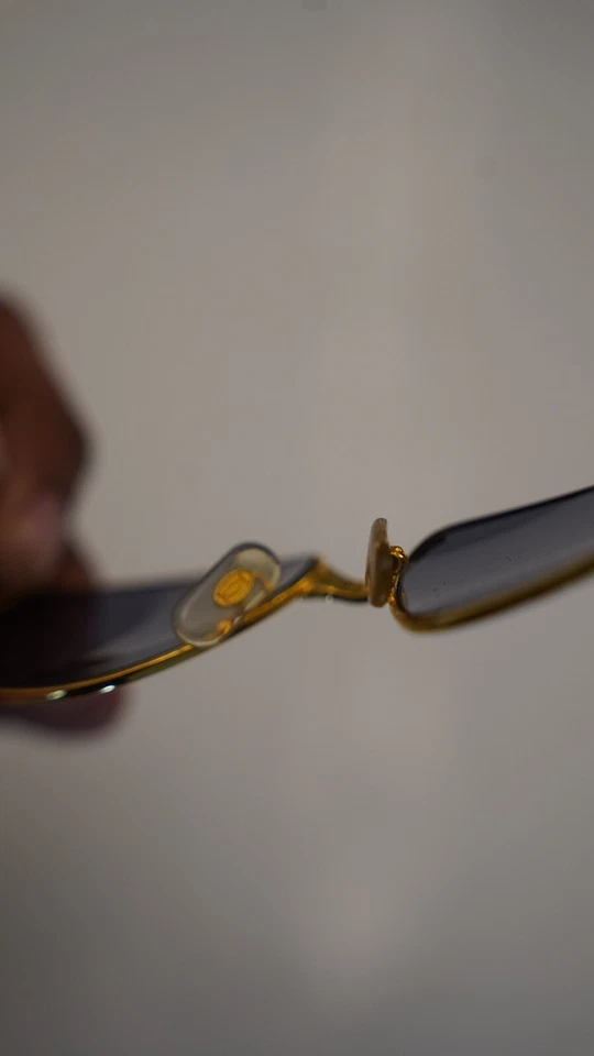 Vintage CARTIER PANTHERE WINDSOR GOLD SUNGLASSES 1980s w/ Blue Lens - Image 4 of 4