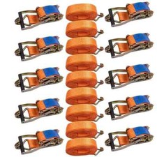 10 Pack Ratchet Tie Down Straps 5m 50mm Heavy Duty Claw Hook Lorry Lashing UK