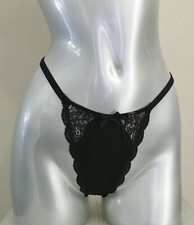 Nwt Victorias Secret Dream Angels Sheer Lace  Mesh V String Panty Black S