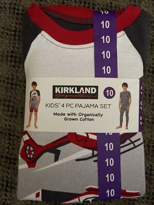 Kirkland Signature Kids' 4-piece Cotton Pajamas Blue (Mountain), Gray (Rescue)