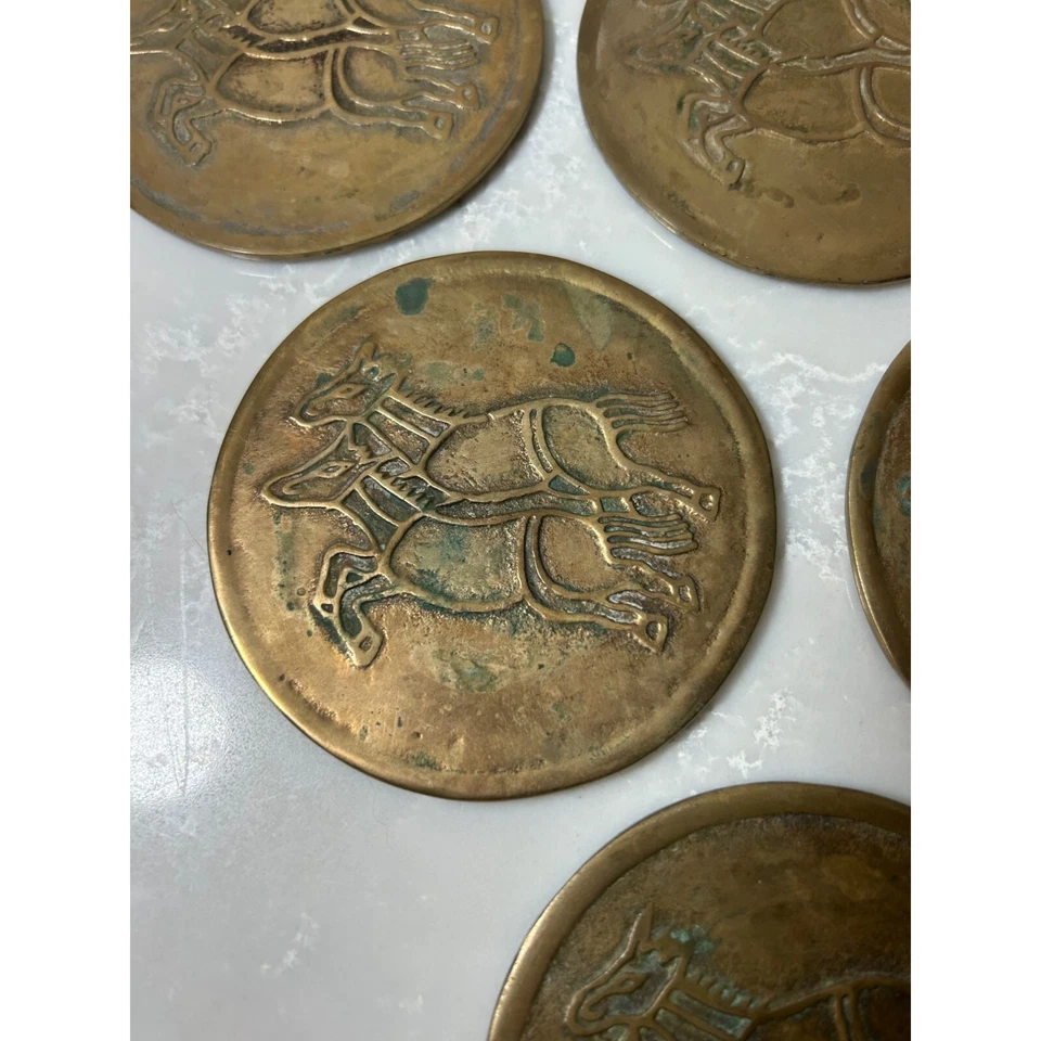4 Raro Dinastía Joseon 2 Caballos Garantías Oficiales Bronce Metal Set Corea Antiguo Foto 4 de 4