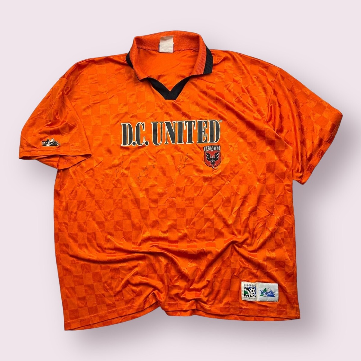 Vintage Majestic DC United Checkerboard MLS Soccer Kit Jersey 90s