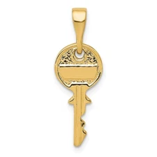 14k Yellow Gold Polished Key Charm Pendant Perfect Gift for Her