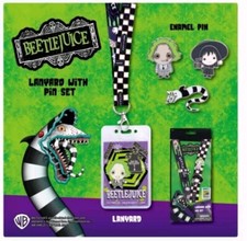 SDCC2024 Beetlejuice Lanyard  3 Enamel Pin Set LE Of 300 New