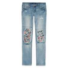 Arizona Girls Youth Floral Motto Skinny Plus Size Stretch Jeans Adj Waist 44