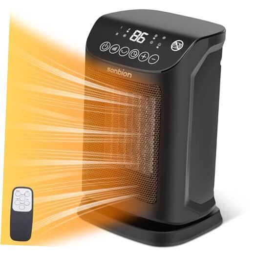 Space Heater with Remote, Thermostat Portable Heater, 1500W PTC Ceramic Black