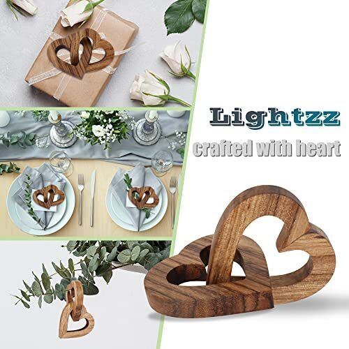 Valentine's Day Romantic Heart Gifts for Her, Handmade Wood Linked Hearts (7CM) - Picture 7 of 8