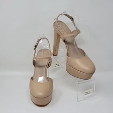 Stuart Weitzman Avenue 130 Leather Platform Pump Nude Women's Size 9.5 B New