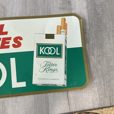 kool filter kings cigarettes ORIGINAL KOOL FILTER KING MILD MENTHOL CIGARETTES METAL SIGN 30 X 12”