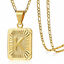 thumbnail 22  - 18&#034; Gold Plated Initial Letter Pendant Necklace Stainless Steel Figaro Chain