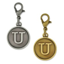 PinMart's Antique Gold and Silver Letter U Alphabet Initial Charm