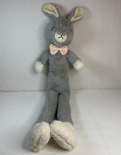 Raro Vintage Retro Pierna Larga Grande 35” Peluche Conejito Conejo Gris Con Pajarita