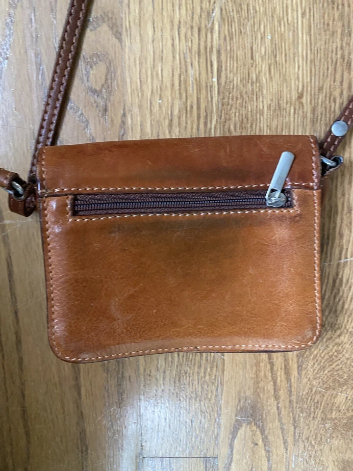 Vera Pelle Italian Leather Purse Bag Crossbody Brown Italy - Image 4 of 4