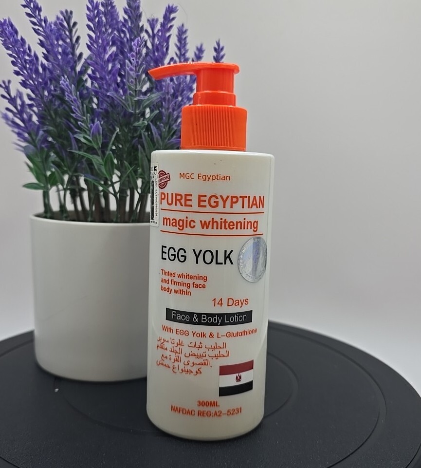 Pure Egyptian Whitening Egg Yolk And L glutathione lotion. 300ml Pure Egyptian Whitening Egg Yolk And L glutathione lotion. 300ml