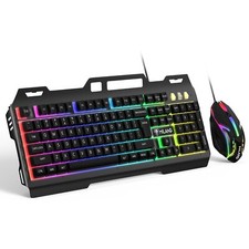 Colorful Wired Gaming Keyboard and Mouse Mechanical Feel Backlit for Computer PC