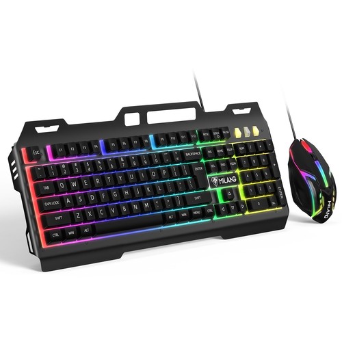 Gaming Keyboard and Mouse Wired Colorful Glowing Mechanical Feel Backlit For PC - Picture 5 of 15