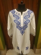 DRESS 100 COTTON M 41" ETHNIC CHIKAN EMBROIDERY TOP HANDMADE KURTA KURTI TUNIC