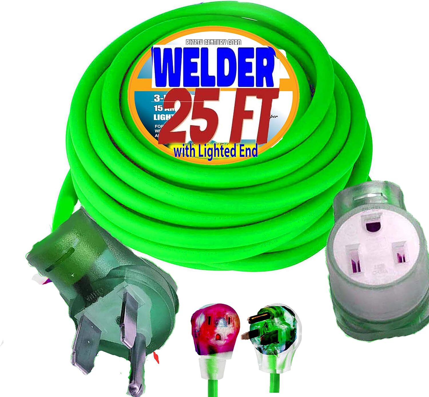 8/3 Welder Extension Cord 25 ft 10,000 Watts Nema 6-50 250-Volt green