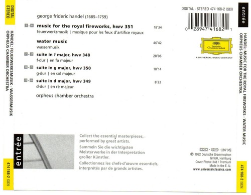 Orpheus / Handel water music fireworks Germany CD Universal 1992 ! - Imagen 4 de 4