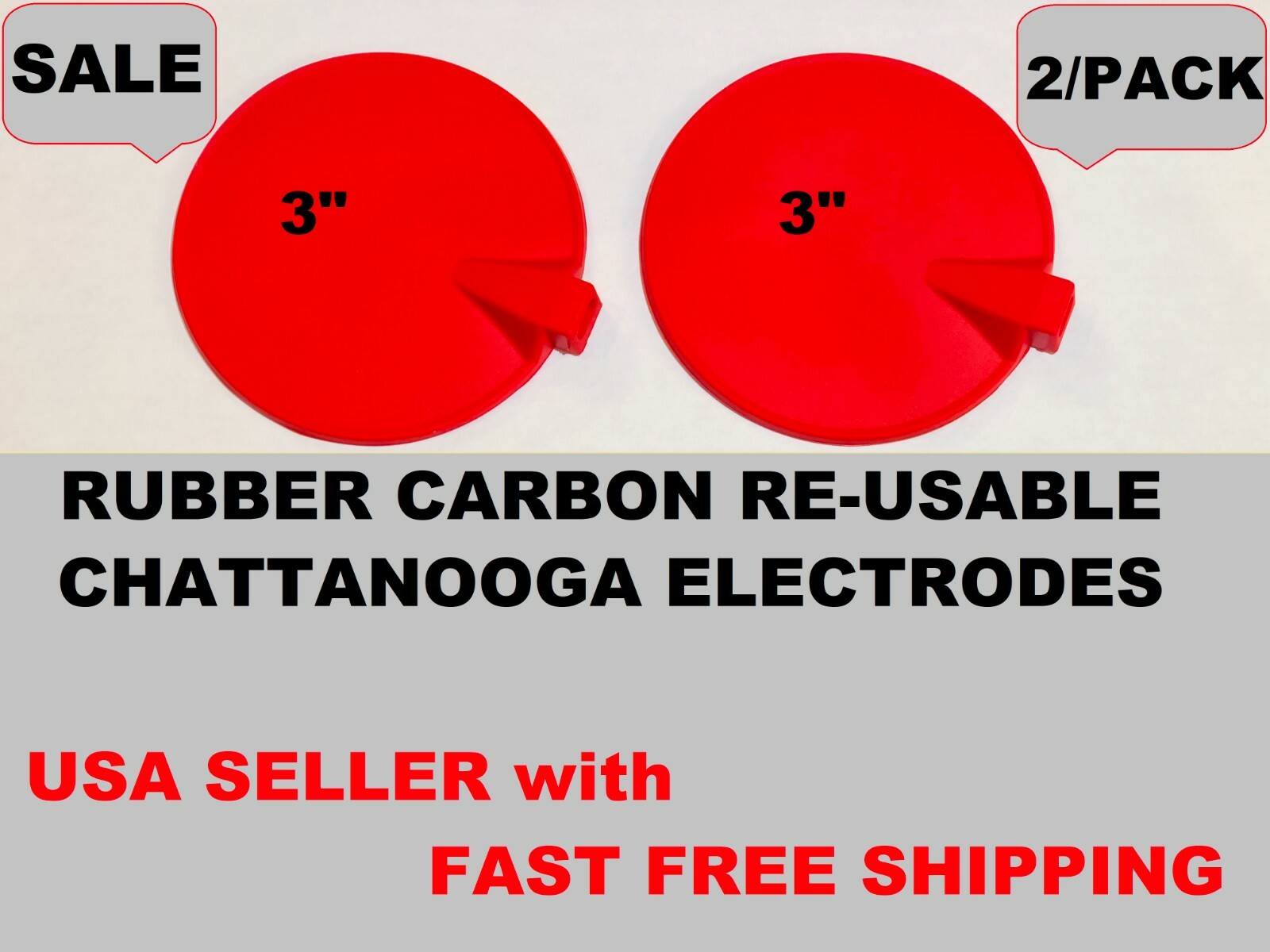 2 CARBON RUBBER MULTI USE ELECTRODE 3" for Laboratories HILL IFC Interferential