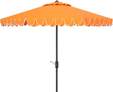 PAT8006A Outdoor Collection Elegant Valance Auto Tilt Umbrella, 9', Navy/White