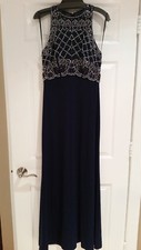 Navy blue gown with beading  Only worn once 