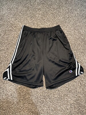 Champion tape mesh shorts black 9inch inseam mens medium preowned