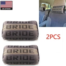 Racing Seat Material 2Pcs Black Fabric Headrest Pillow Supports Neck Rest