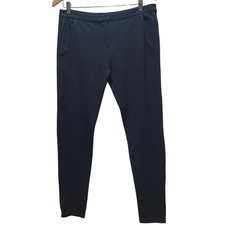 Tory Burch Black 'Emily' Straight-Leg ponte Pants with Thin Patent Piping size M
