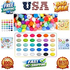 180PCS Silicone Lentil Beads, 30 Colors 12mm Spacer Beads Flexible Silicone...