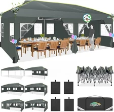 COBIZI 10x20 Pop Up Canopy with 6 Sidewalls Waterproof UPF50+ Outdoor Event Tent