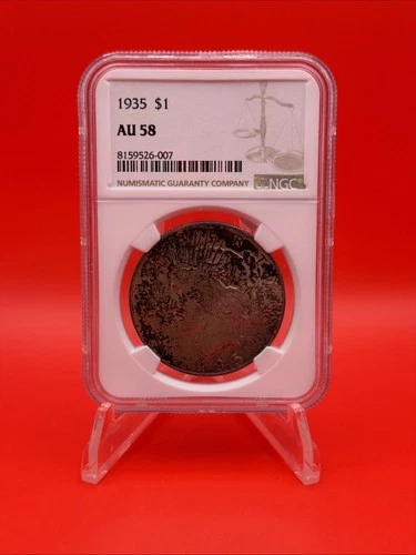 1935 $1 Silver Peace Dollar NGC AU 58 TONER