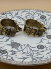Vintage A.R.T Earrings, Gold Tone Large Hoop Clip On, Brutalist Design, Estate — photo 7