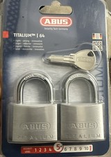 Image of ABUS Padlock 40mm Titalium 64TI Series Twin Pack - ABU64TI40TC. Made in Germany