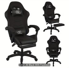GAMING CHAIR- HIGH BACK FAUX LEATHER RECLINING OFFICE CHAIR WITH HEADREST LUMBAR