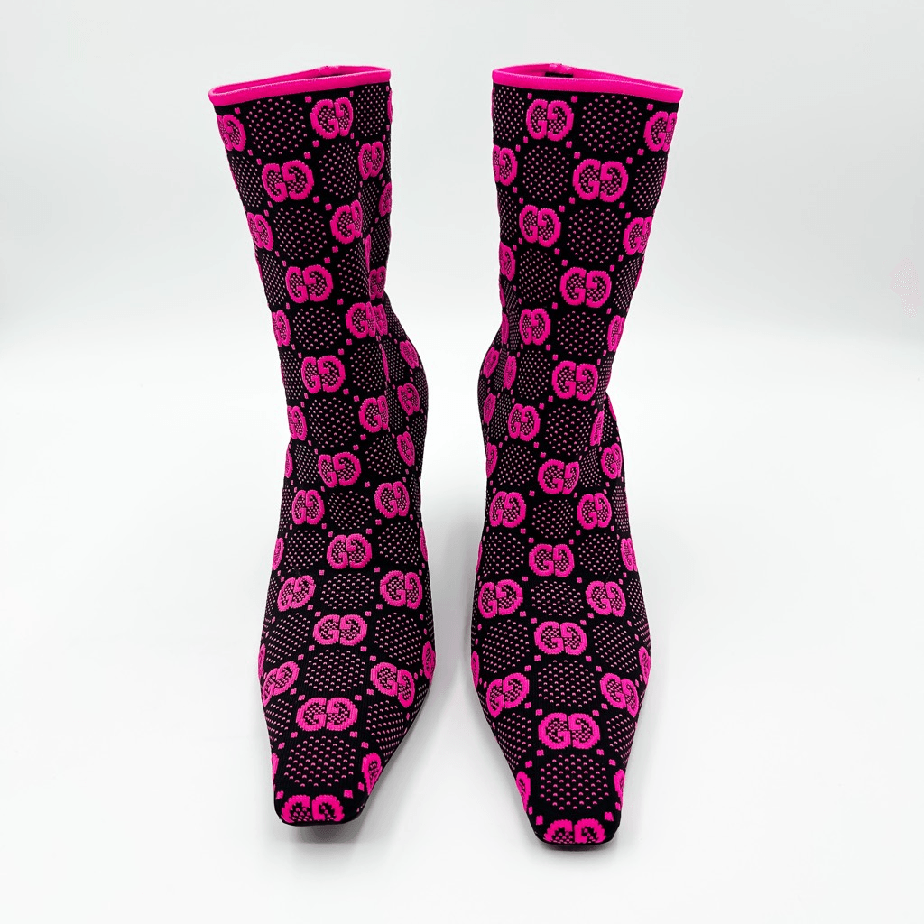 Gucci GG Sock Boots Pink Black Heels Bootie EU 38.5, 8.5 | eBay