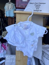 Vintage Baby s Own Classique Set-Hat, Diaper Cover, And Snap Top Size Preemie