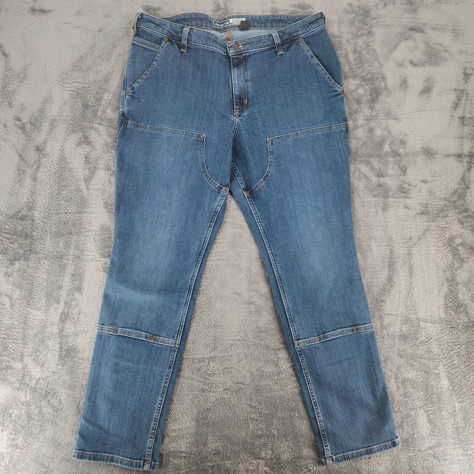 Carhartt Rugged Flex Relaxed Fit Jeans Womens 16 Blue Double Front Work Denim