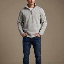 Wrangler Authentics Sweater Mens Large Heather Gray Quarter Zip Fleece Pullover