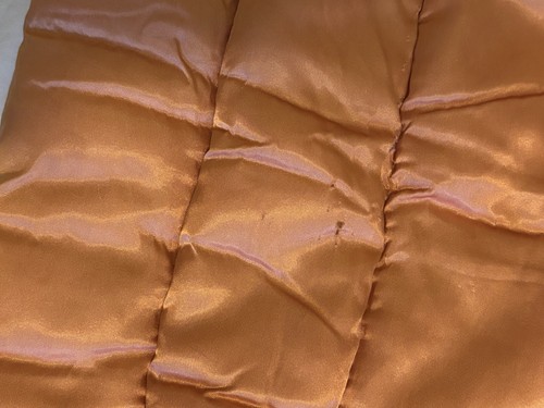 Vtg Rose Gold Pink Satin Quilted Comforter Coverlet 68”x77” Twin 1950’s Blanket - Picture 5 of 16